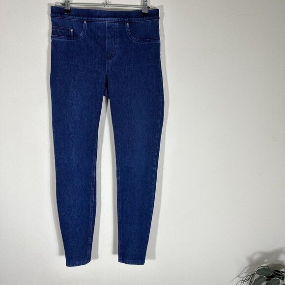 Spanx Jeans Blue Denim Pull On Skinny High Rise Blue Medium Wash Jeggings M - Picture 1 of 6